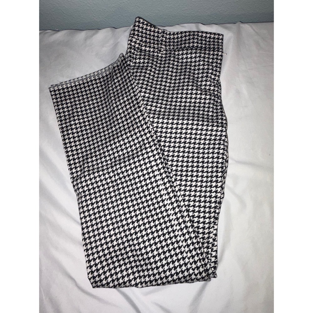 The Limited Drew Fit Houndstooth Pants Womens 4 Black White Stretch Trousers